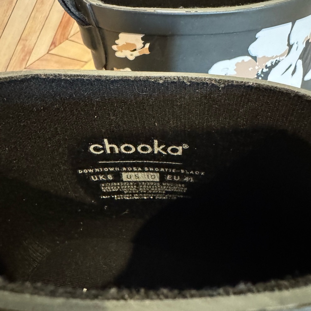 Size 10 Chooka Downtown Rosa  Shortie black rain boots - Picture 3 of 8